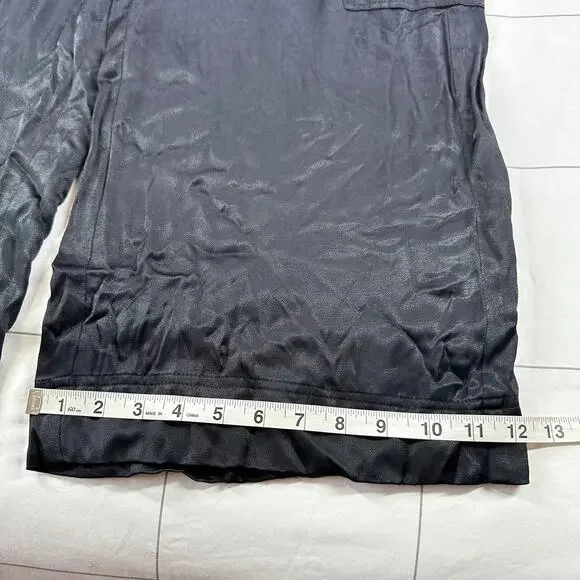 Anthropologie Pants Womens 12 Black Satin Wide Leg Cargo Edgy Contemporary Party - Picture 12 of 12